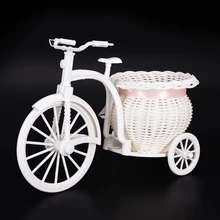 1 шт. DIY Пластиковый белый трехколесный велосипед дизайн Цветочная корзина контейнер для цветочных растений 26*16*12 см домашнее свадебное украшение