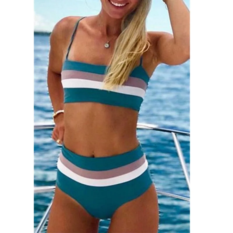 2018 new arrival bikini sexy women swimsuit push up halter set bathing suits summer beach wear stripe swim suit female biquini
