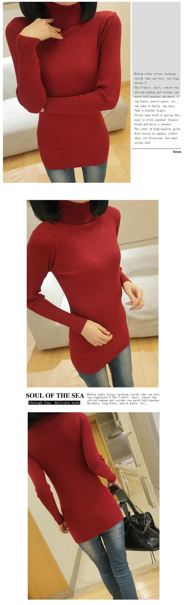 FREE SHIPPING Long Sleeve Sweaters Female Pullover Turtleneck JKP13407