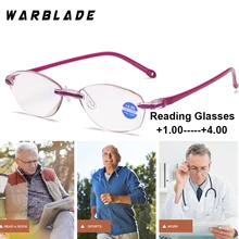 Сверхлегкие очки для чтения без оправы для женщин и мужчин прозрачные линзы анти-Blu-Ray компьютерные очки для чтения Пресбиопии очки WarBlade