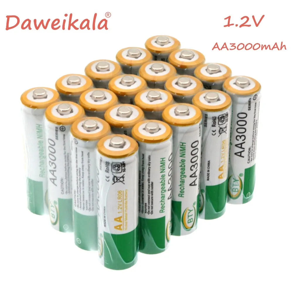 4~ 20 шт Новые AA заряжаемые аккумуляторы 1,2 V AA 3000mAh Ni-MH 2A Baterias для камеры+ зарядное устройство