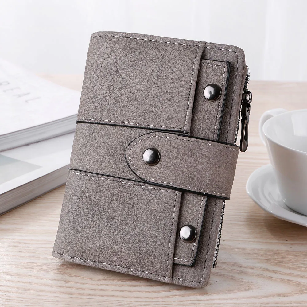 

Women Wallet карточный кошелек leather Card Holder Wallet Mnycxen 5 colors Rivets Scrub package zipper long Coin Purse #3