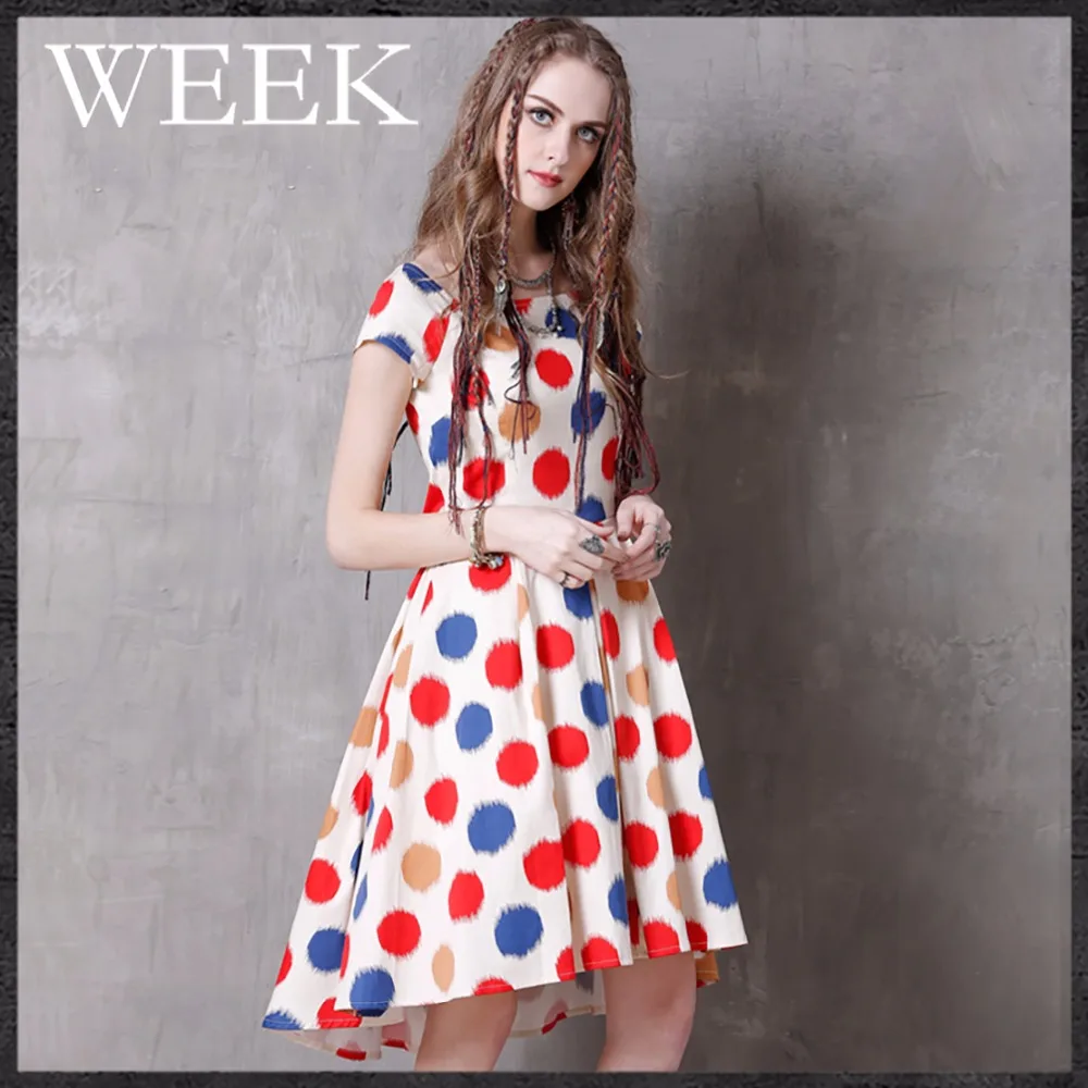 Boutique Women's Dress Summer 2019 New Dot Elegant Short Retro One-collar Dress
