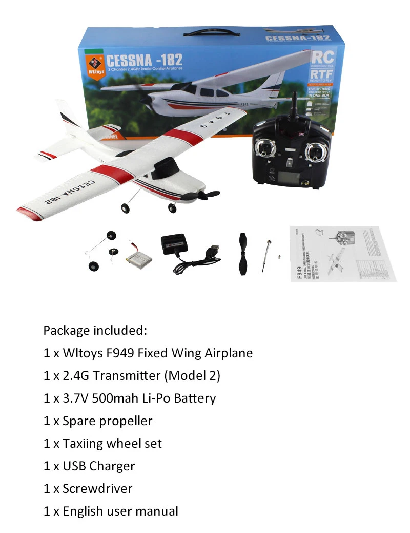 WLtoys F949 CESSNA-182 2,4G 3CH RC RTF авиационное Радио пульт дистанционного управления летательный аппарат с фиксированным крылом самолет открытый игрушки Дрон