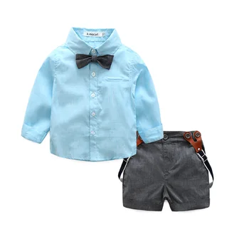 

Baby Boys clothing sets fashion baby boy suits formal gentleman short sleeve shirt+suspenders shorts Wedding Birthday Outfits