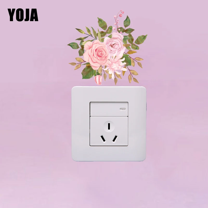 

YOJA Cute Design Holy Pink Smart Flower Switch Sticker PVC Cartoon Room Decor Wall Decal 15SS0248
