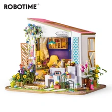 Robotime DIY крыльцо лилии с мебели для детей и взрослых миниатюрный деревянный кукольный дом модель строительные наборы кукольный домик игрушка DG11