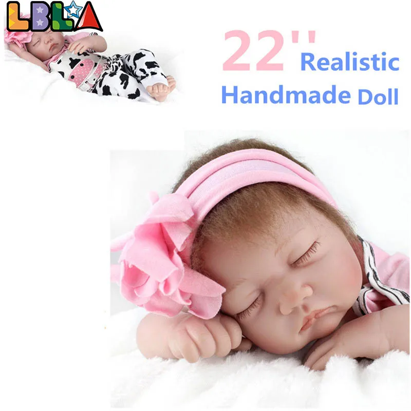 

22 inch Realistic Reborn Babies Dolls Soft Silicone Vinyl Handmade Doll Toys Lifelike Girl Play House Toy for Kids Appease