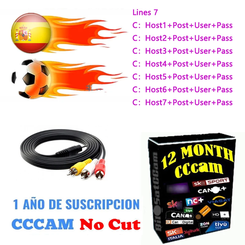 

2019 cccam cline Satble 7 Line cccam espa a for 1 year europe Spain Portugal Poland ccam server HD for Satellite Receive