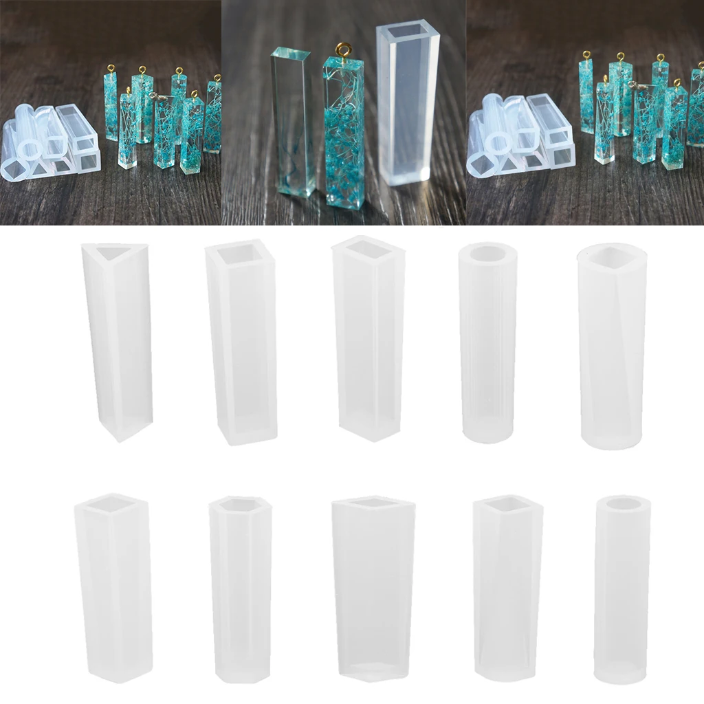 10pcs/Set Assorted Cylinder Cabochon Jewelry Silicone Mold Assorted Design Epoxy Resin Crafting Jewelry Tools For Resin Pendant 