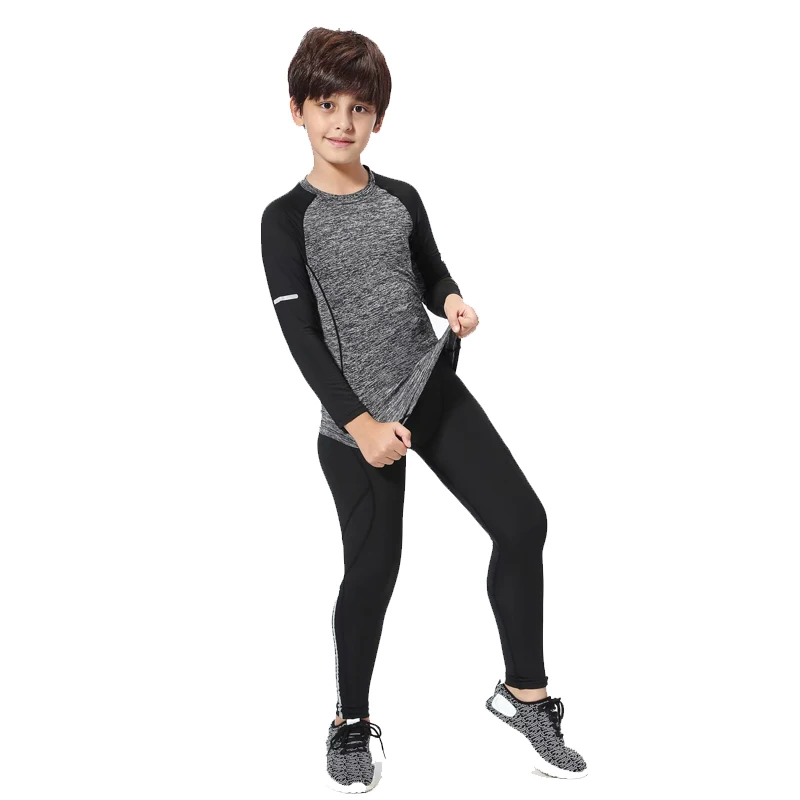 

New Children's Thermal Underwear Set Running Warm Base Layer Compression Tights Quick Dry Fleece Long Johns Boy Rashgard Kit