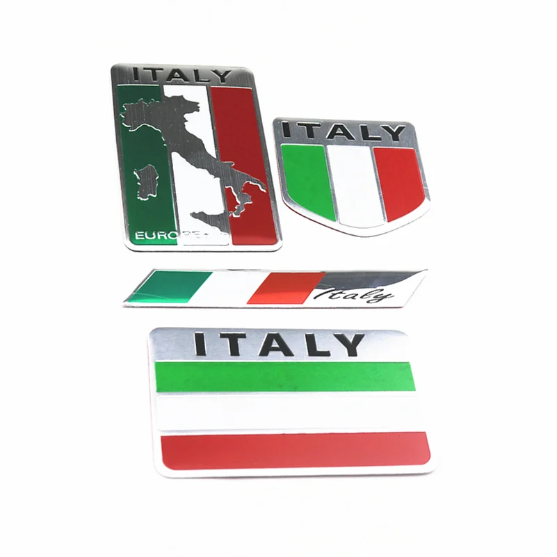 3D Universal Italy Flag Italian Car Badge Sticker Aluminum Decal Vehicle Emblem