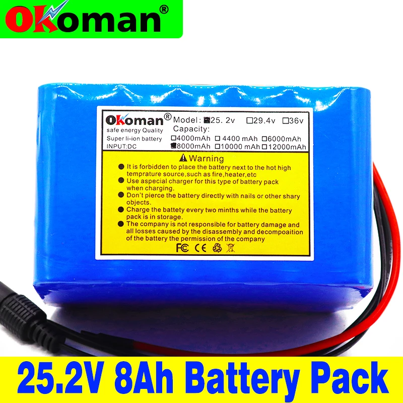 

Large capacity 24V 8Ah 6S4P 18650 Li-ion Battery pack 25.2v 8000mAh Electric Bicycle Moped /electric/lithium Ion Battery Pack