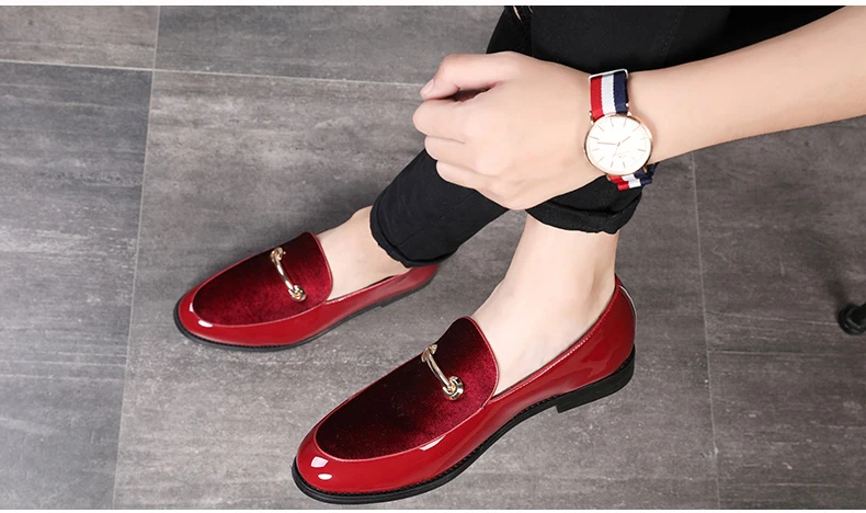 Mens Casual Shoes' Loafers Slip-On Men Shoes Luxury Brand Big Size 12 PU Patent Leather Men Loafer Shoes Black Driving Shoe New  (3)