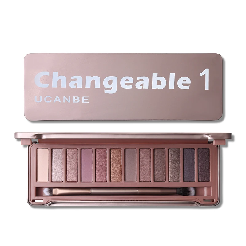 

UCANBE Women Makeup Eye Shadow Palette 12 Colors Matte Silky Make Up Eyeshadow Natural Nude with Brush Beauty Cosmetics Set 50D