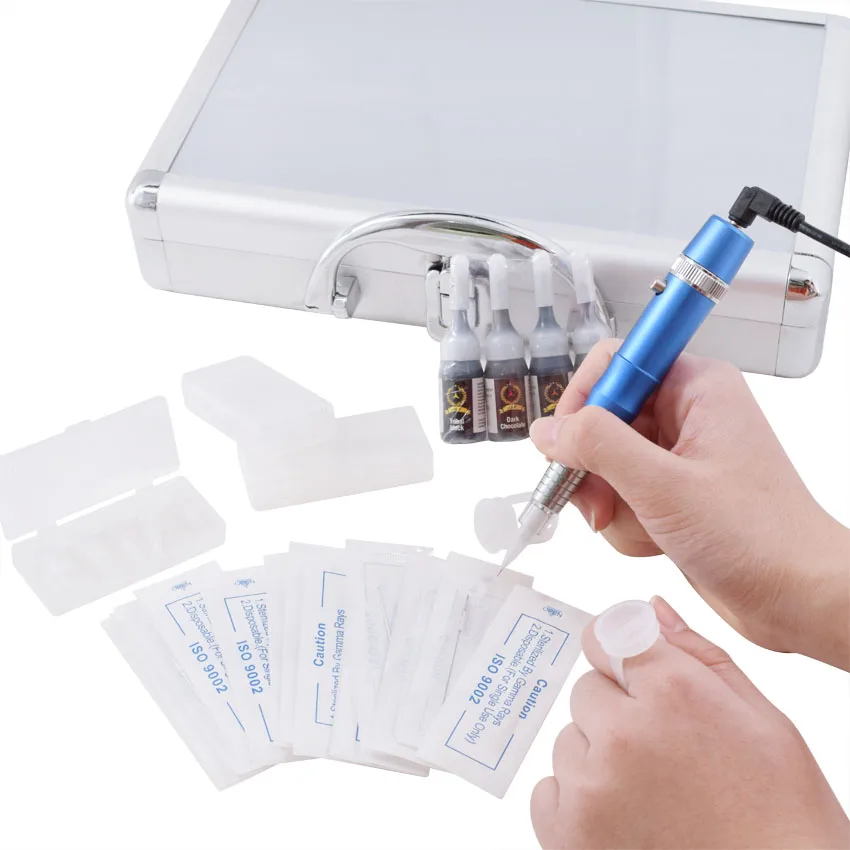 Máquina de Maquiagem Microblading com Tintas Permanente Caneta Motor Suíço Arma Sobrancelha Delineador Lábio Agulhas Tatuagem Dicas Adaptador Conjunto Kit 16 Cheap Kits de tatuagem