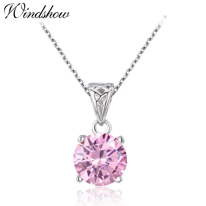 Slim Cute Small Round CZ Birthstone Birthday Stones 925 Sterling Silver Pingente Pendants Women Girls Friend Gift Jewelry Bijoux - Окраска металла: Pink