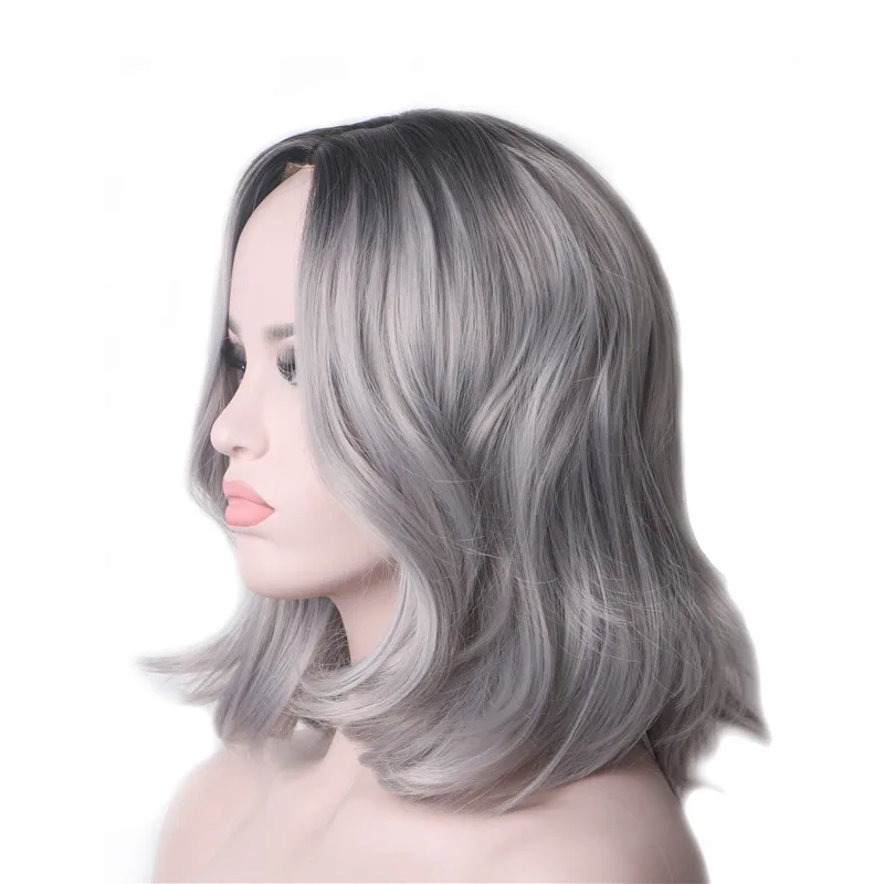 WoodFestival short wig ombre grey wig hair wigs for women curly wigs synthetic heat resistant WoodFestival short wig ombre grey wig hair wigs for women curly wigs synthetic heat resistant