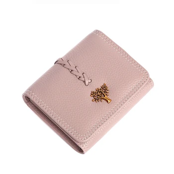 

Genuine Leather Short Wallet With Card Holder Small Flowers cowhide leather Luxury Brand Fashion Purse for women