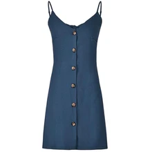Casual solid color sexy sling V-neck open back lace A-line skirt single-breasted high waist skirt women dress free shipping solid color open back lace up sexy halter denim dress for women