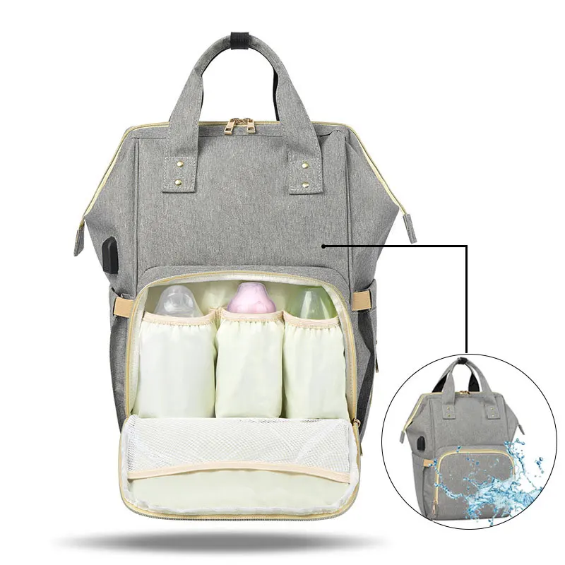  Fashion Diaper Bag Multi-function Large Capacity Mummy Maternity Bag USB Interface Backpack for Mom