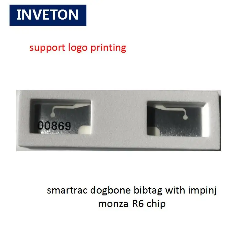 Логотип на заказ invelion dogbone метка ярлык rfid uhf rfid dogbone пена smartrac тег monza 4D bibtag Беговая секундомерная микросхема решения