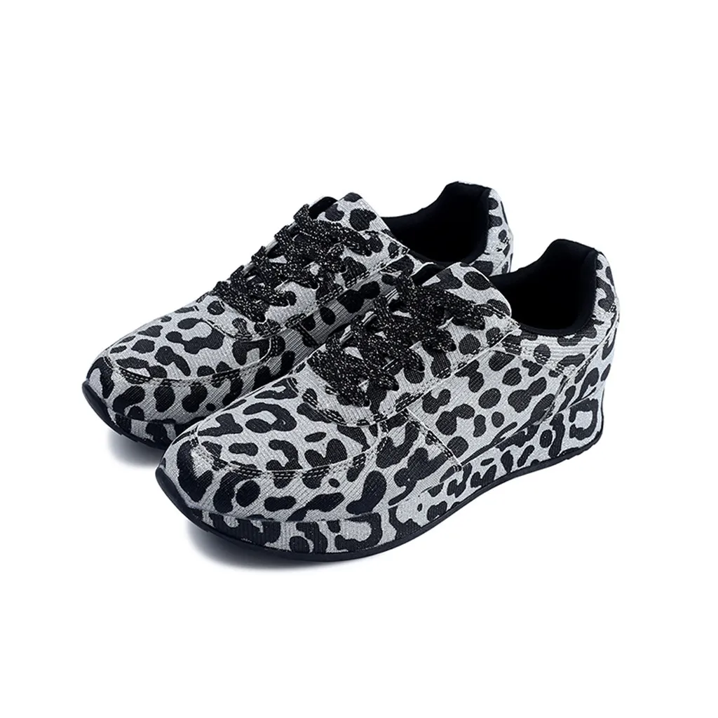 Women's Leopard Print shoes Wild Women's Sneakers Shoes Increased Casual Shoes sport shoes woman na platforme#G3