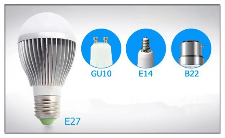 FedEx,, 100 шт, Шариковая лампа с регулируемой яркостью, AC85-265V, 5 Вт, 4 Вт, 3 Вт, E14, E27, B22, GU10, мощный светодиодный светильник