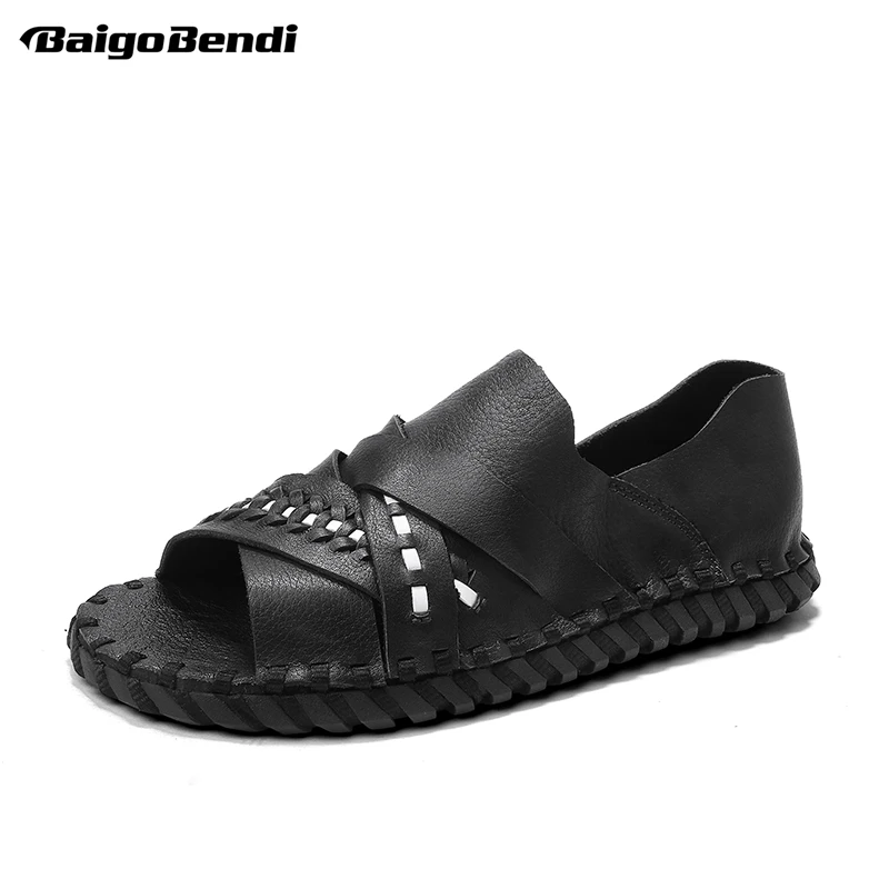 Light Weight Men Summer Casual Sandals Soft Peep toe Nonslip Beach Shoes White Color Ankle Wrap Sandals Boys