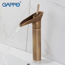 GAPPO Basin Faucets antique brass waterfall basin sink faucet mixers taps bathroom water taps deck mounted double handles 3pcs waterfall chrome polished basin faucets deck mounted