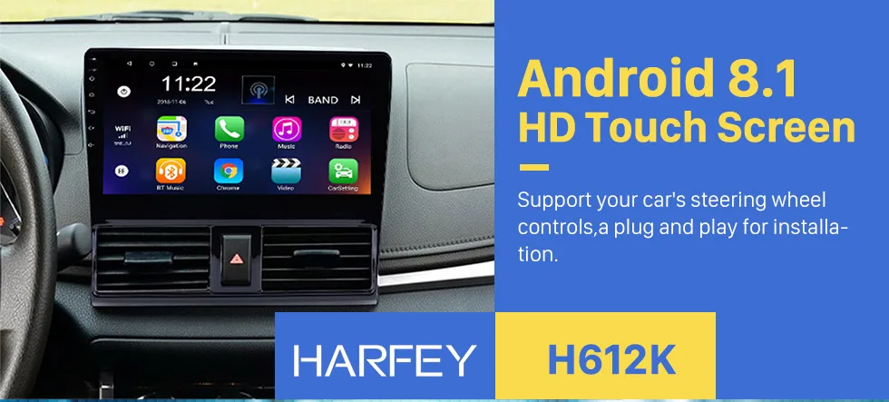 Top Harfey 10.1" Android 6.0/8.1 2Din GPS Car Radio For 2013 2014 Toyota Vios Multimedia Player Head Unit Support Backup Camera 0
