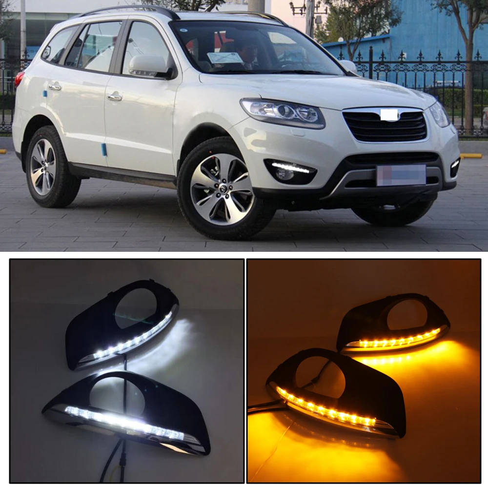 

CAPQX For Hyundai Santa Fe Santafe 2010 2011 2012 LED Daytime Light Running Light Driving DRL Day Light Fog Lamp Cover Frame Cap