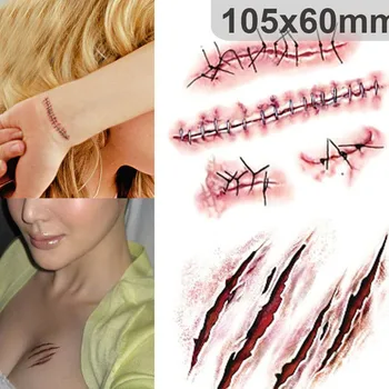 

1pc Halloween Stickers Body Decoration Stickers Scar Tattoo Stickers Halloween Party Makeup Party Cosplay Decorative Supplies