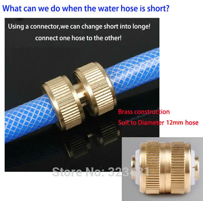 Inner Dia.12mm Water Pipe Connector Brass Car Wash spray gun