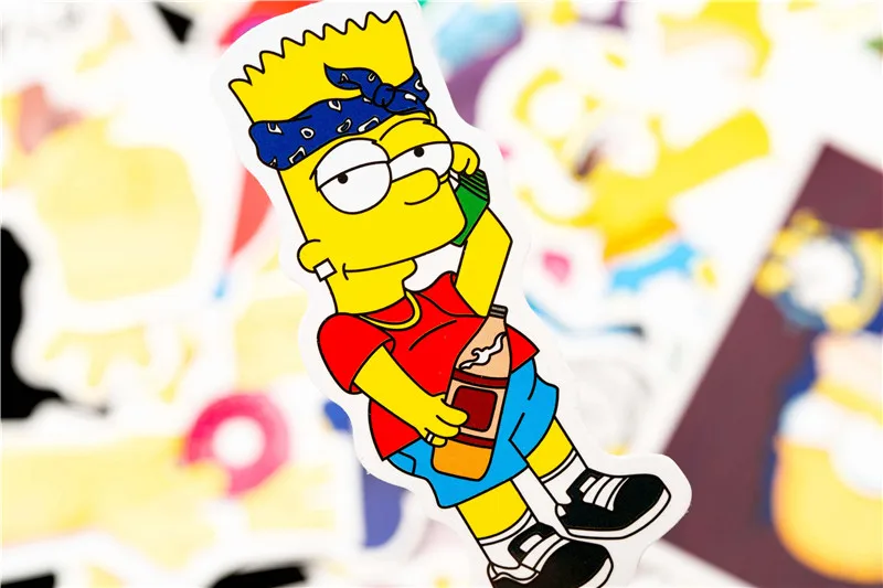 50pcsLot Funny Anime Cartoon Simpsons Graffiti Stickers For Moto Car & Suitcase Cool Laptop Stickers Skateboard Kids Stickers (9)