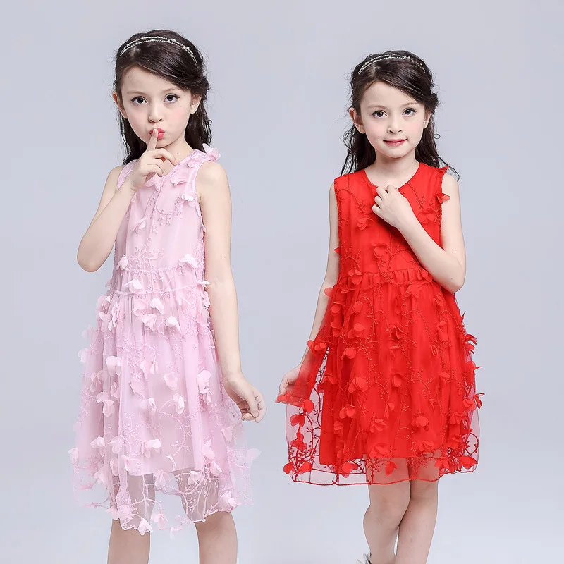 

Girl princess dress Flower vest dress children age 5-10 years old for 2019 summer Baby girls Clothes