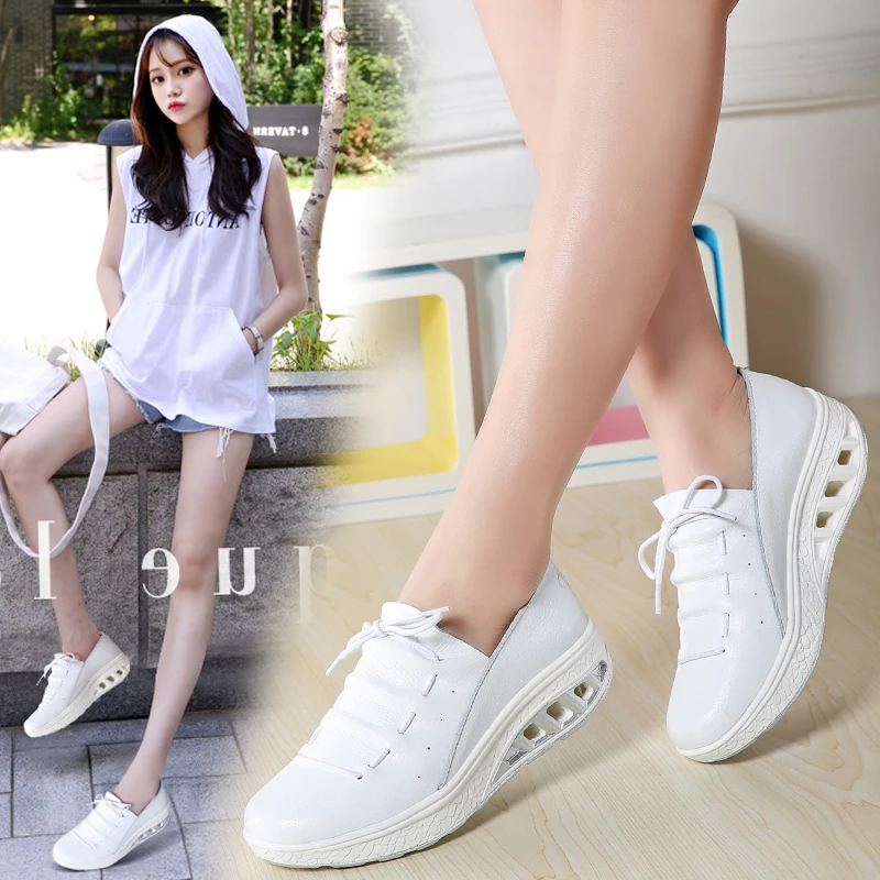 

2019 New Sneaker Slip-On Women Flats Comfortable Women Platform Light Sneakers Creepers Cutouts Moccasins Breathable Shoes Woman