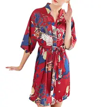 Женский летний халат с поясом, атласный халат, Женский банный халат, ночная рубашка, ночное белье, пижама Mujer, сексуальное женское белье с глубоким v-образным вырезом, Babydoll