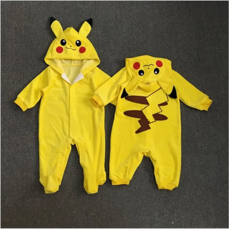 Baby Rompers Cartoon Character Pokemon Rompers For Baby Boy And Girl Hooded Long Sleeve Cotton Jumpsuit