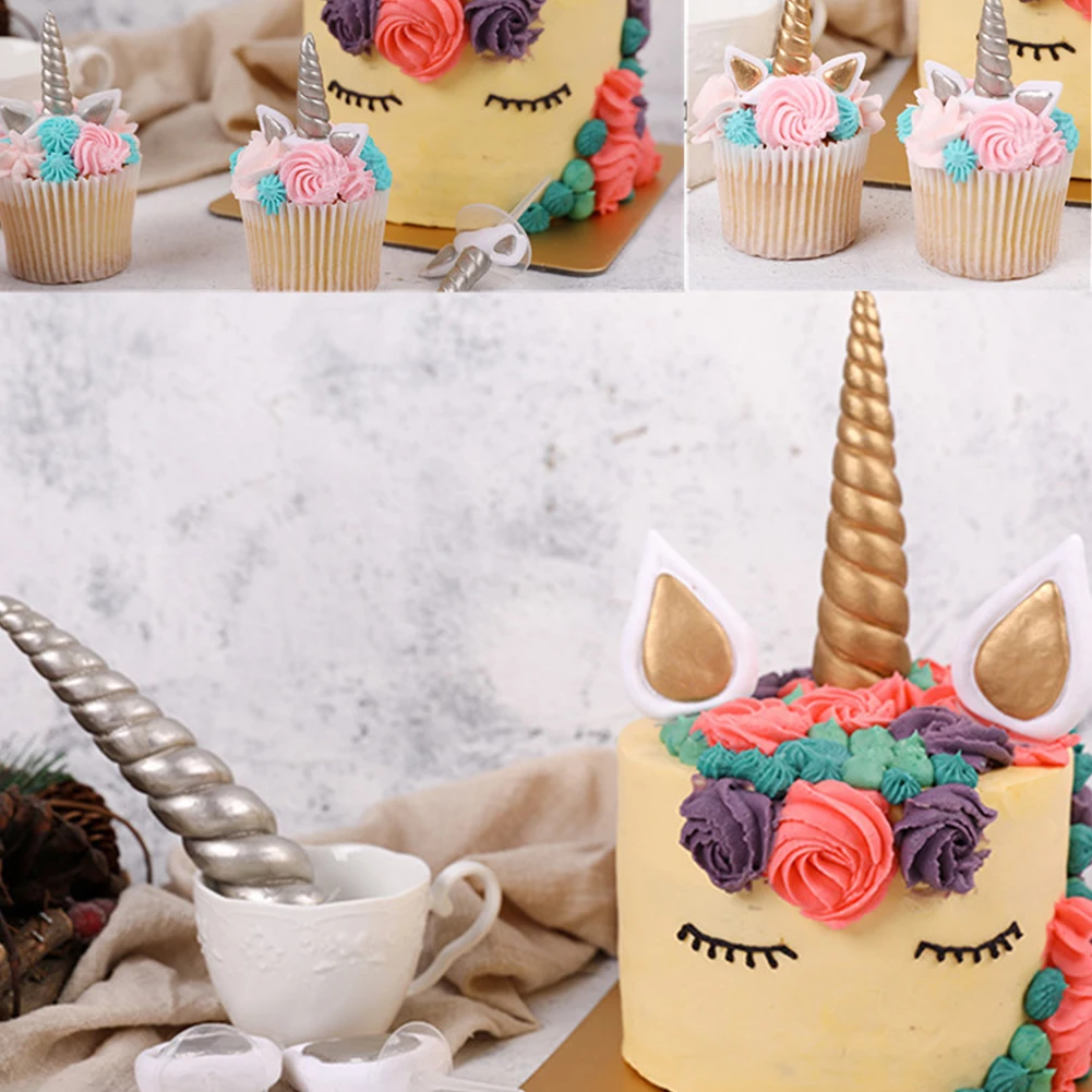 1pcs Unicorn Cake Toppers Horn Ears Cake Decorations Cupcake Toppers Baby Birthday Party Decorations Baking Tools