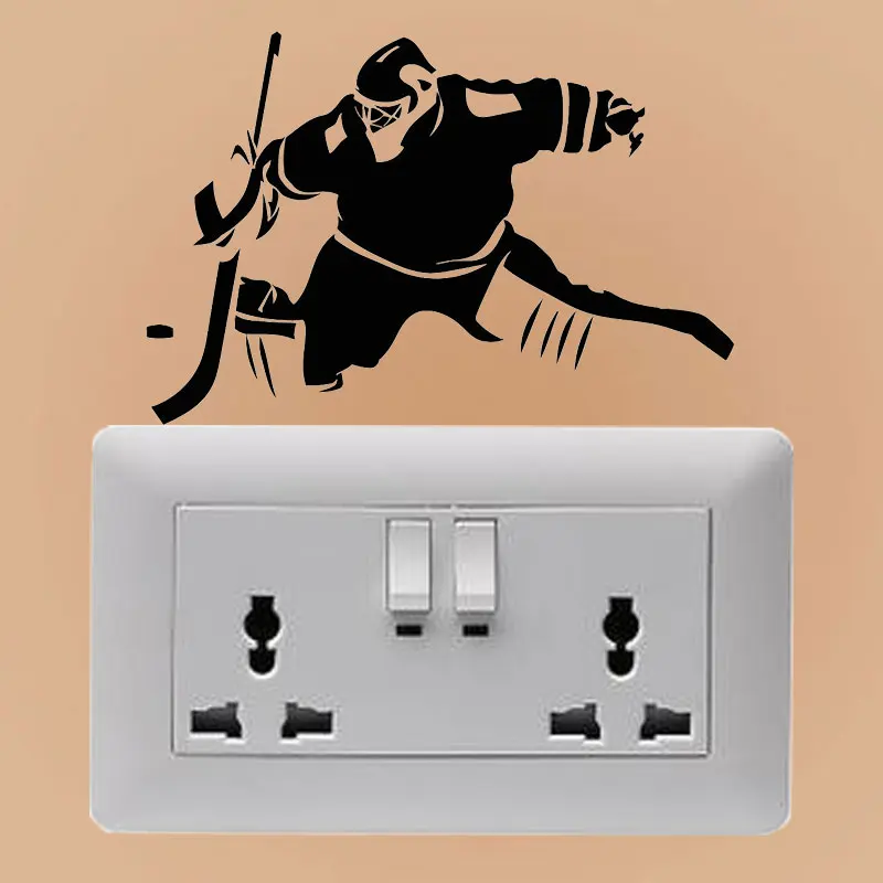 YJZT Ice Hockey Winter Sports Puck Goalkeeper Personality Bedroom Wall Sticker Switch Decal Vinyl 8SS2211