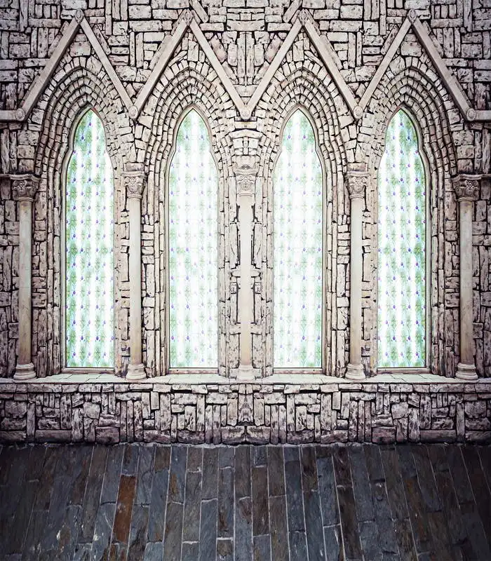 

TR Stone Castle Window Wedding Princess Photo Backdrops Brick Floor Photography Backgrounds Custom Photo Studio Backdrops Vinyl