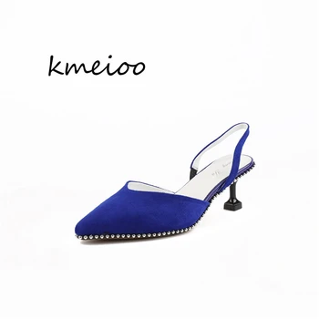 

Kmeioo Genuine Leather pointed toe pumps women shoes dress shoes summer thin high heels shoes slingback gladiator sandals woman