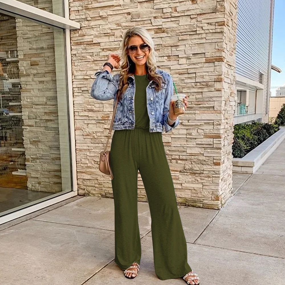 2019 Loose Dot V Neck Casual Slacks For Women Fashion Jumpsuits 2019 Loose Dot V Neck Casual Slacks For Women Fashion Jumpsuits