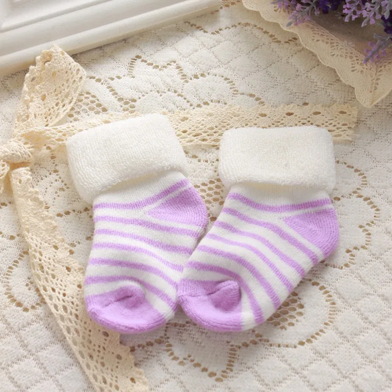 1 пара детских носков, хлопковые высококачественные цветные носки в полоску, детские носки для мальчиков и девочек 0-3 лет
