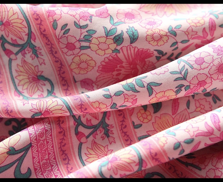 Богемный Вдохновленный блузка для женщин весна лето розовый цветочный принт блузки рубашка с кисточками длинный рукав топы женские повседневные блузки