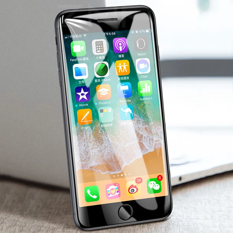Voppton 5D Curved Edge Protective Glass For iPhone 6 6S Plus Tempered Screen Protector Full Coverage Glass For iPhone 8 7 Plus X (12)