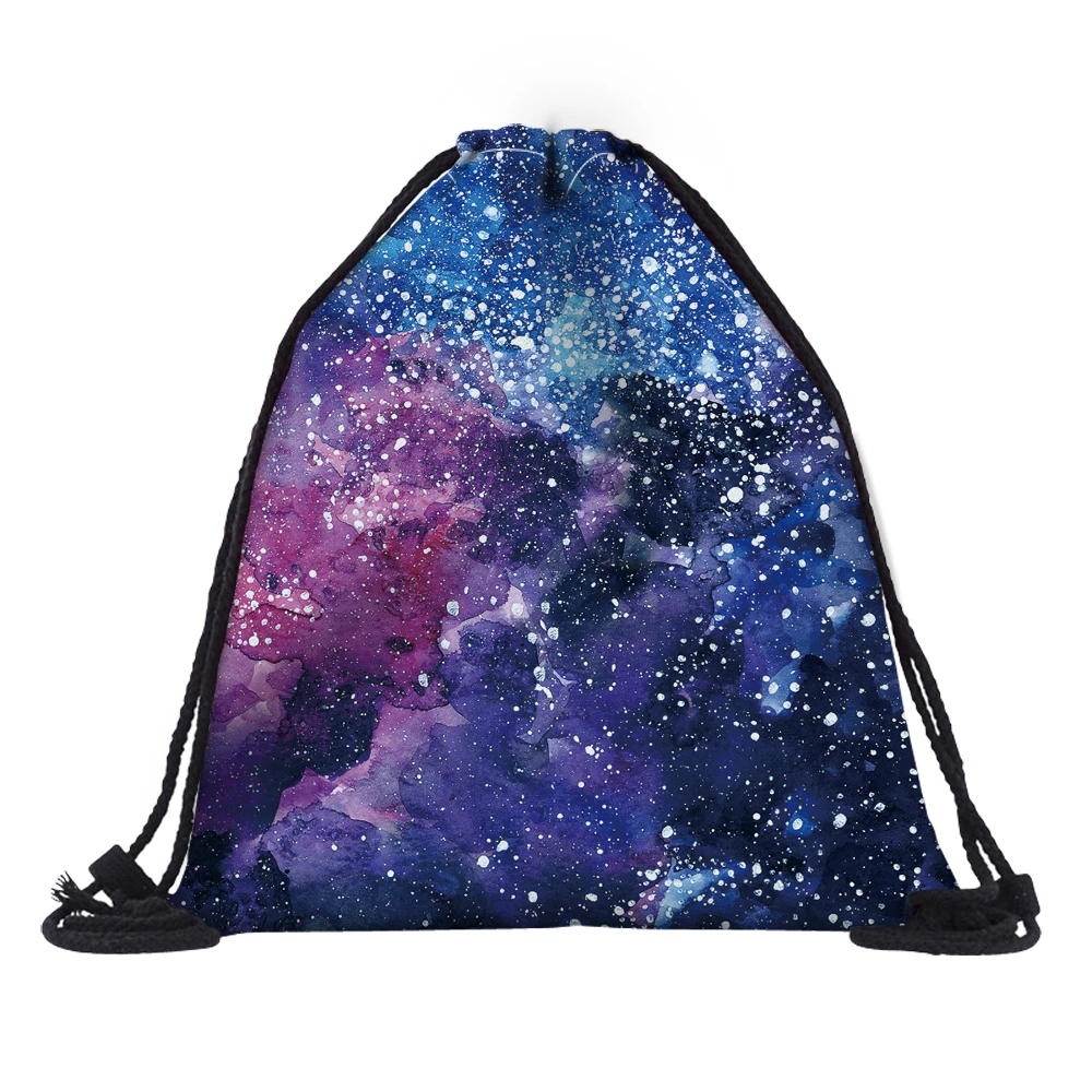 FCCEXIO New 2PCS Drawstring Bags 3D Printed Starry Sky Fashion Schoolbags Travel Bag School Backpack Street Shoulder Bags
