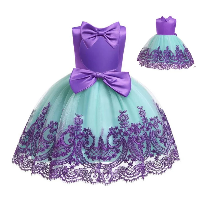 Летнее платье для маленьких девочек с открытой спиной и большим бантом кружевное платье-пачка для крещения для девочек на день рождения, свадьбу, одежда для малышей