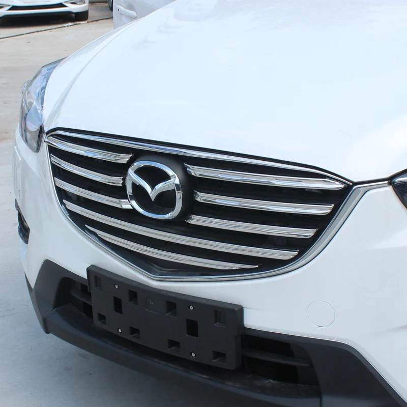 

KOUVI 9pcs/set ABS CHROME FRONT GRILL GRILLE COVER TRIM GUARD MOLDING ACCESSORIES FIT FOR 2015 2016 MAZDA CX-5 CX5